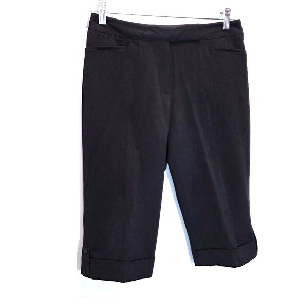 Nine West Black Cropped Trouser Pants with Button Accent at Hem Size 4 - Picture 1 of 3